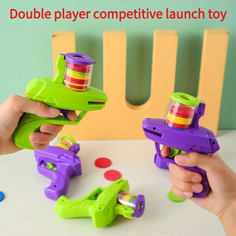 1 ensemble de jouets de lanceur de disque en mousse colorée-jeu de soucoupe volante portable avec matériau ABS Durable, aucune batterie nécessaire