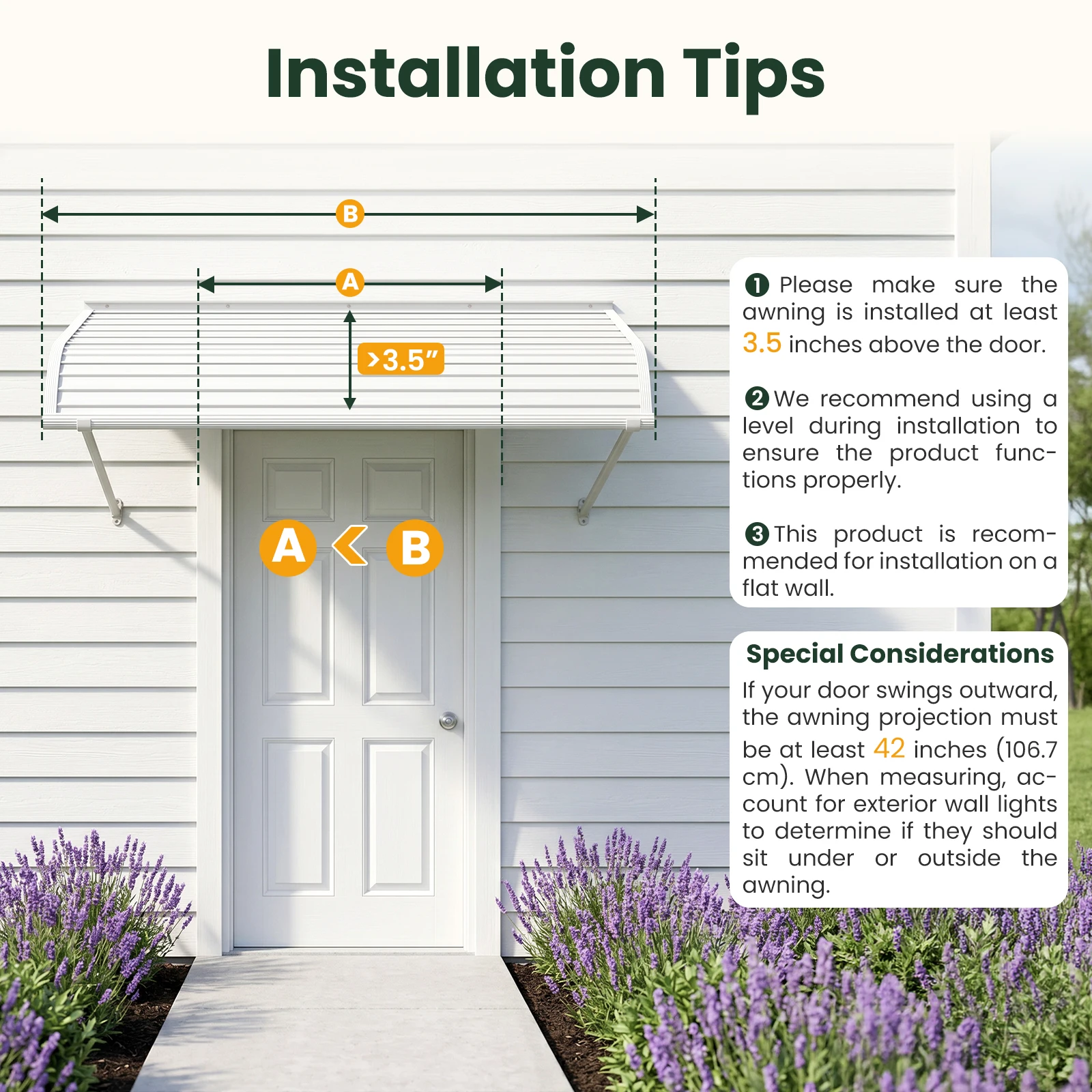 Aluminum Window Door Awning, Wall‑Mounted Outdoor Canopy Sun Rain Shelter With Water Drainage For Home Entrance view 4