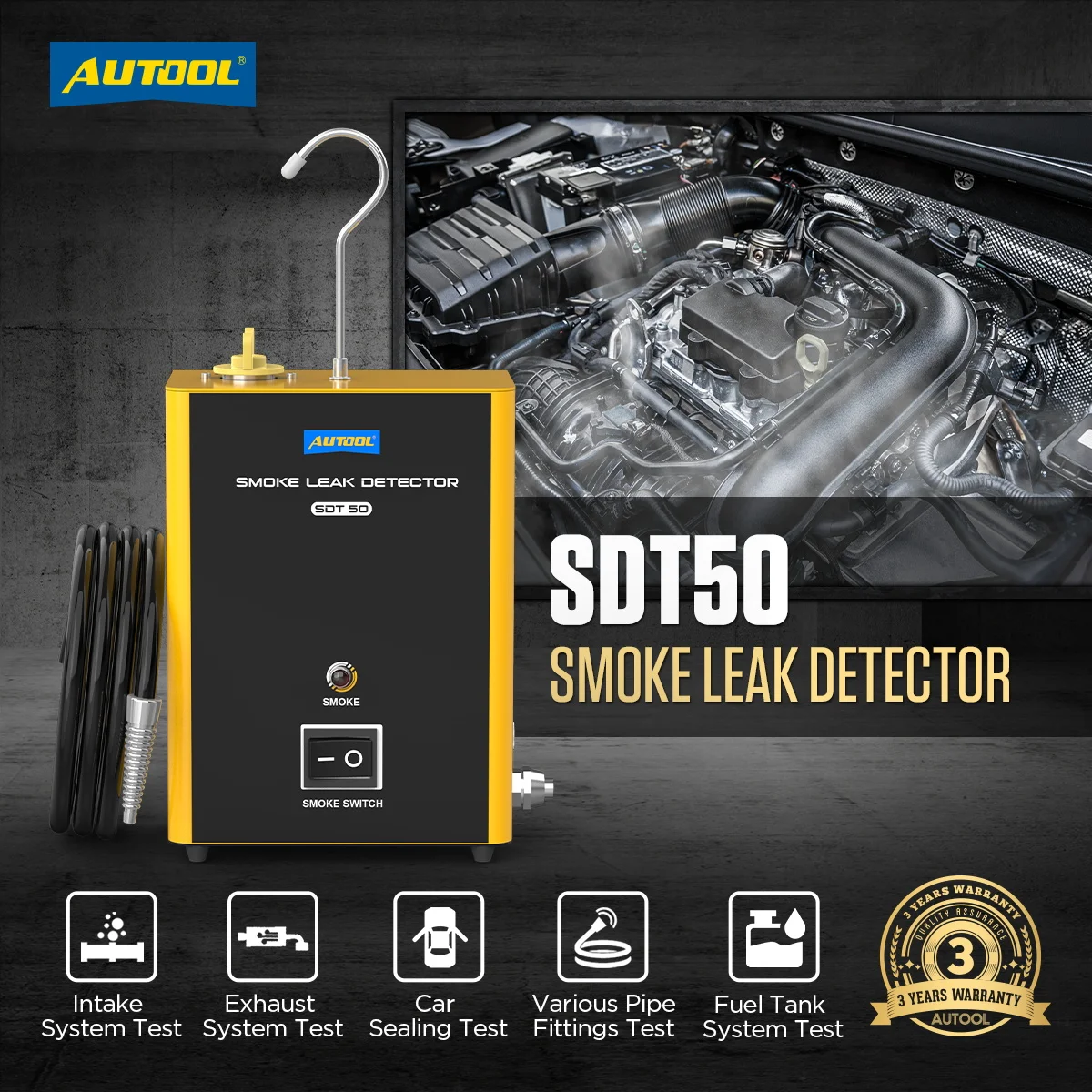 AUTOOL SDT50 Vehicle Tracer Automotriz Smoke Machine Auto Diagnostic Tool Tester Leak Detector