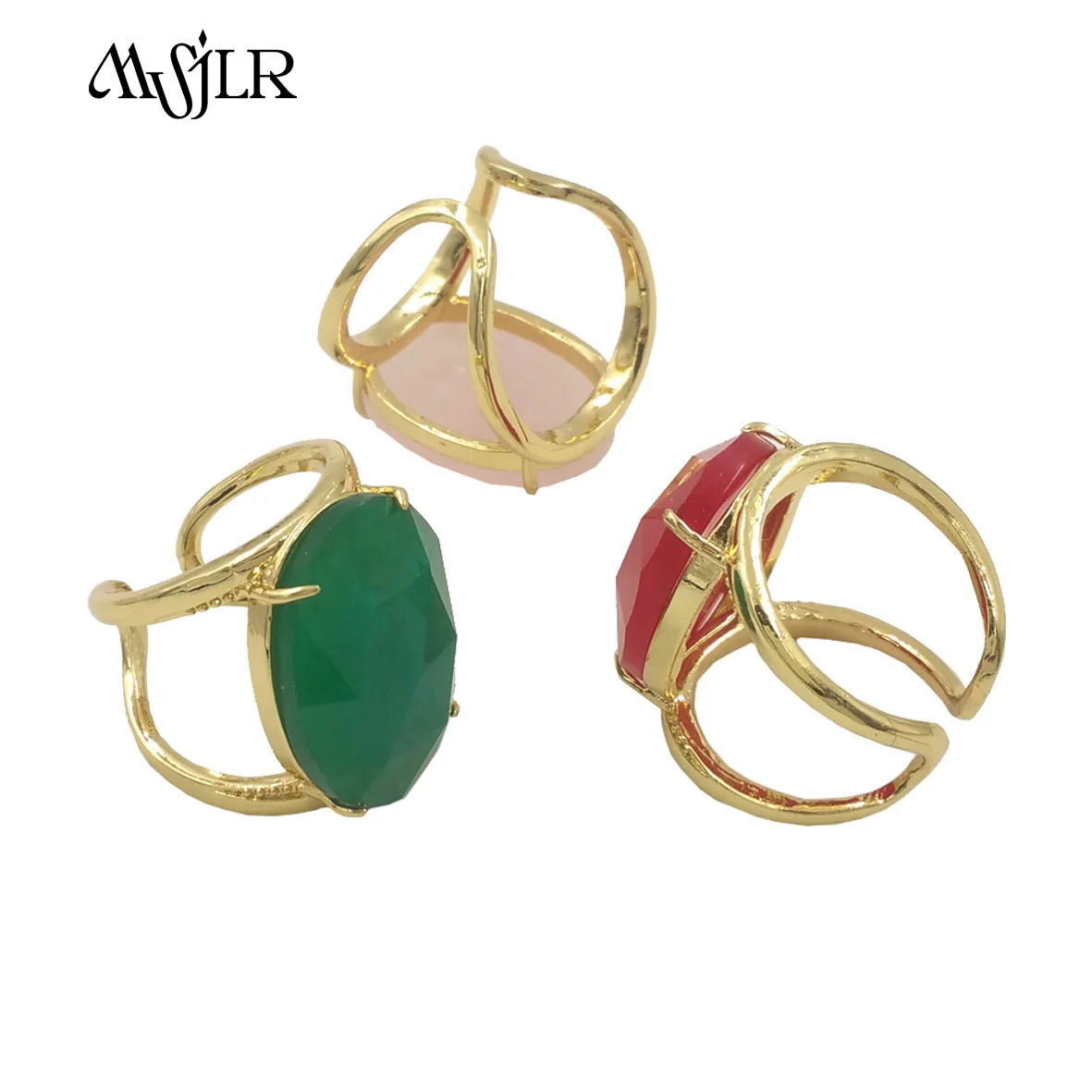 MVR075   2024 New High Quality Natural Colorful Gemstone Ring Gold Plated Fashion Joker Attractive Design Women Gift Jewelry