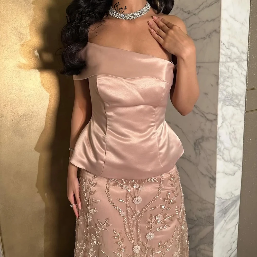 Customized Off the Shoulder Satin and Tulle Evening Dress High Quality Flowers Special Occasion Gowns Elegant Celebrity Dress image 5