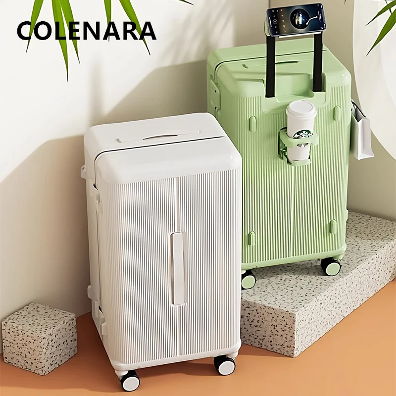 COLENARA المرأة حقيبة الصعود صندوق سعة كبيرة حقيبة تروللي بعجلات 20 "24" 26 بوصة طالب كلمة المرور صندوق الرجال المتداول الأمتعة