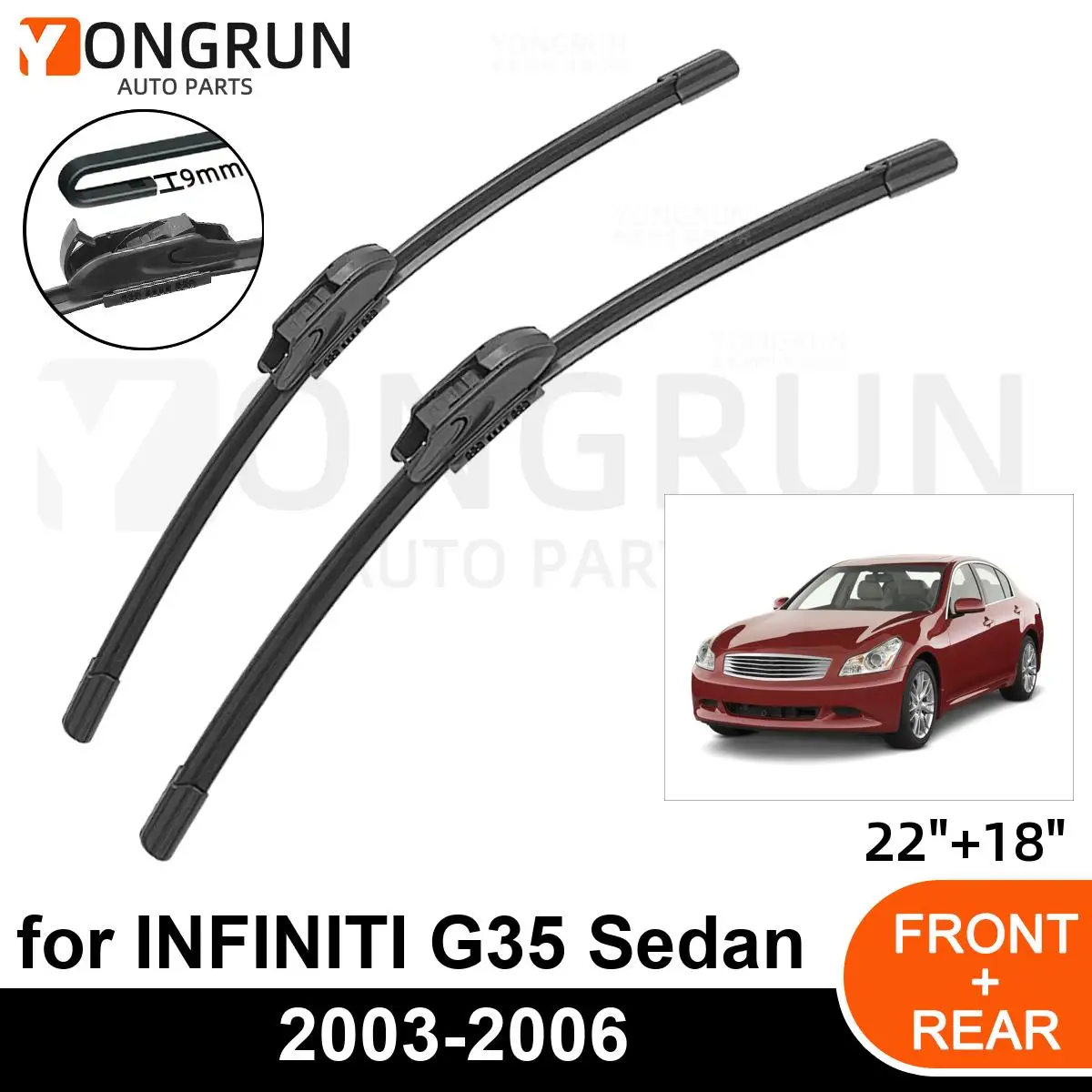 

Car Front Windshield Wipers For INFINITI G35 Sedan 2003-2006 Wiper Blade Rubber 22"+18" Car Windshield Windscreen Accessories