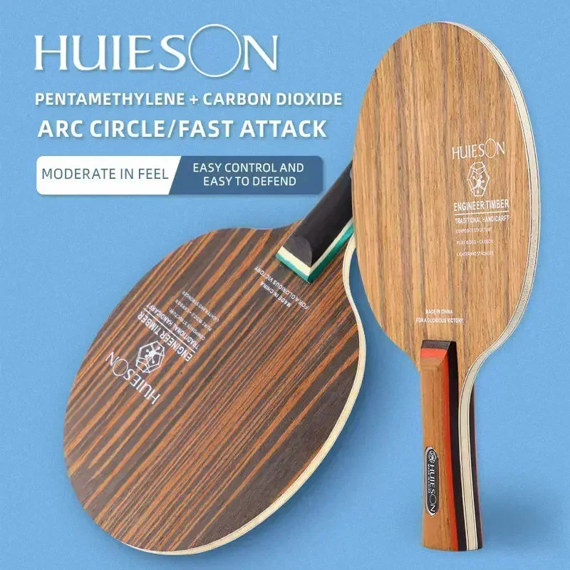 Huieson Table Tennis Blade Technology Ironwood Ebony Rosewood 5 Wood + 2 Carbon Ping Pong Paddle FL/CS for Beginner Training