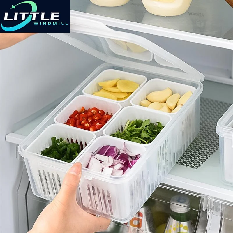 

Refrigerator Food Drain Fresh-keeping Box Ginger Garlic Onion Pepper Storage Box Fruit Vegetable Drain Basket Kitchen Organizer