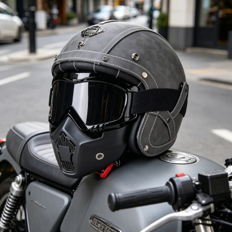 

Classic Low Profile Open Face Helmet JET Style 3/4 Vintage Helmet Motorcycle Helmets Retro Leather casco para motocicleta