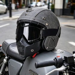 Classic Low Profile Open Face Helmet JET Style 3/4 Vintage Helmet Motorcycle Helmets Retro Leather casco para motocicleta