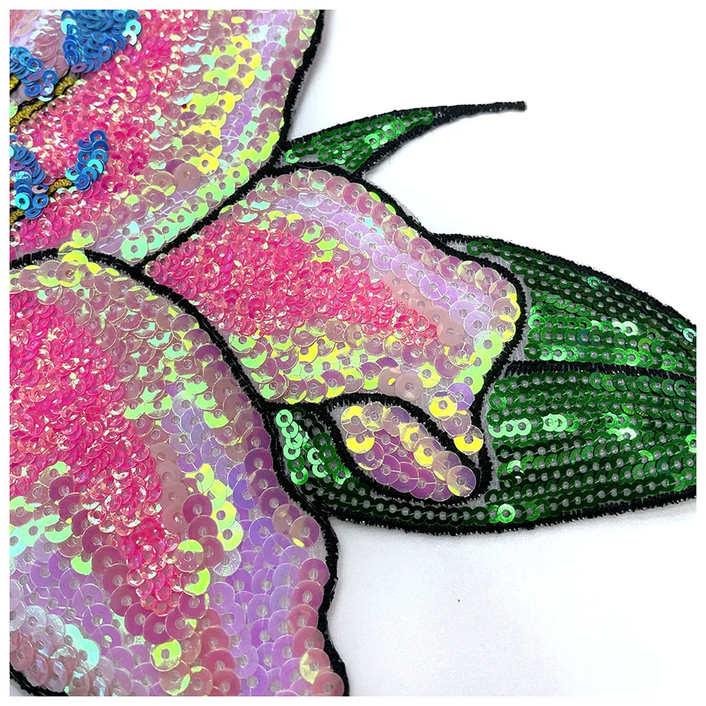 Lily Hot Picture Colorful Sequin Embroider Flower Cloth Patch DIY Hot Melt Adhesive T-Shirt Sweatshirt Jacket Embroider Decorative Patch