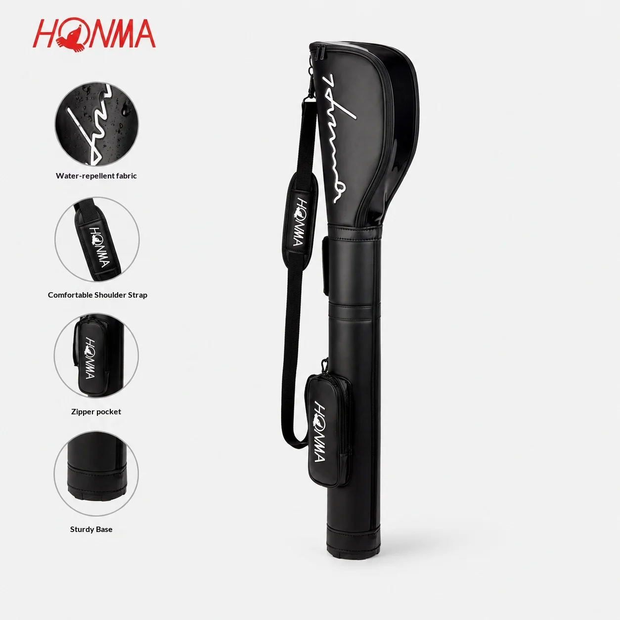 HONMA Golf Club Case PU Leather Water-Resistant Portable Carry Bag with Shoulder Strap Zipper Pocket Multi-Color