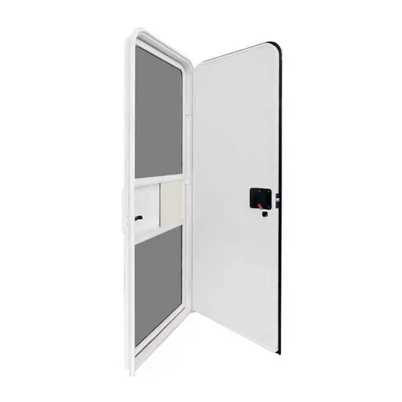 600*1850mm RV Solid Panel Door Without Window Household Lock Aluminum Frame Caravan Access Door with Security Screen Mesh