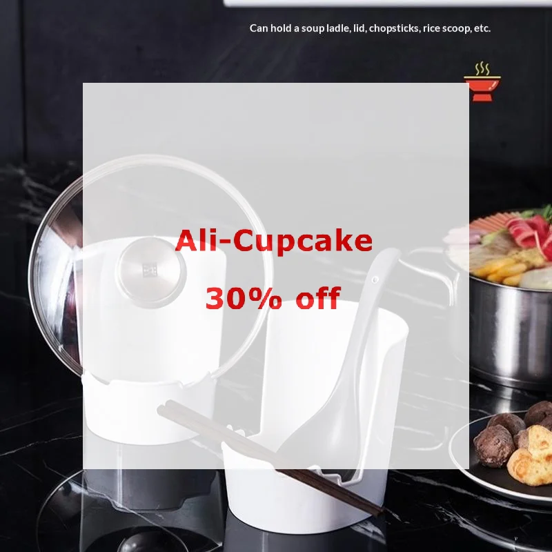 Non-Slip Spatula Holder Heat-Resistant Minimalist Pot Lid Storage Rack Water Tray Soup Spoon Rack Desktop