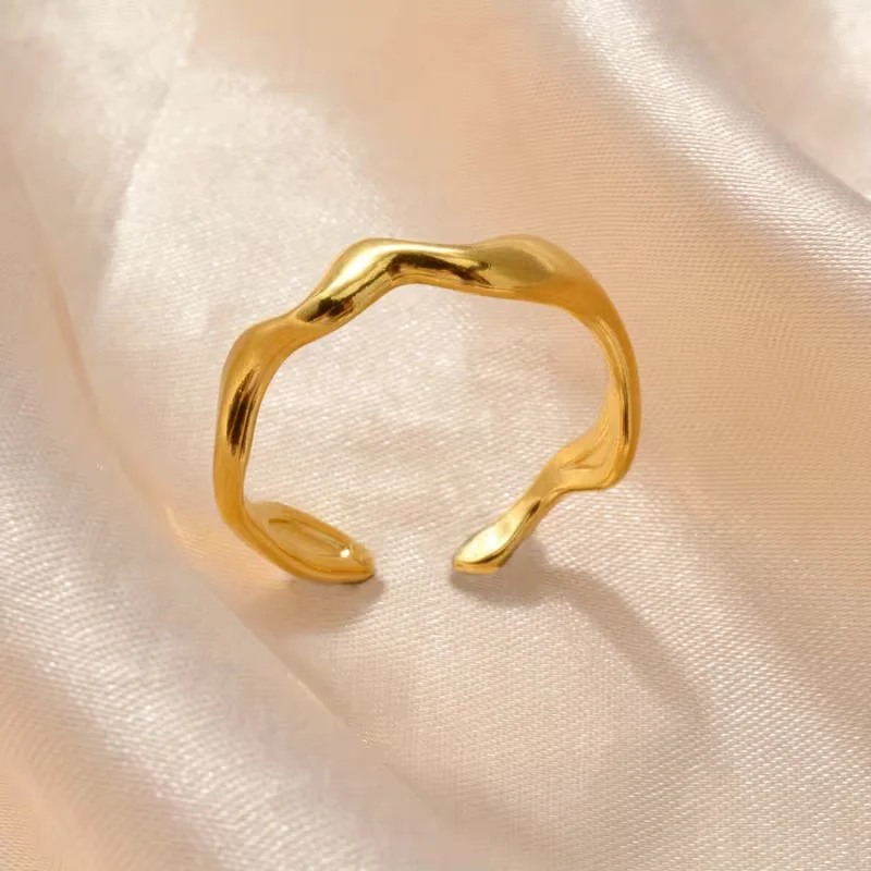 Women's Irregular Geometric Hollow Open Ring Stainless Steel Minimalist Design Everyday Stackable Fashion Accessory Party Gift