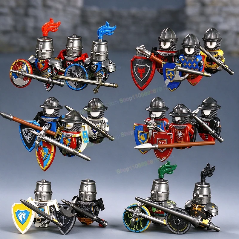 ST3631-ST3836 Medieval Knights Bat Knights Axe Shields Helmet Action Figure Accessories Bricks Originality Toys For Kids Gifts