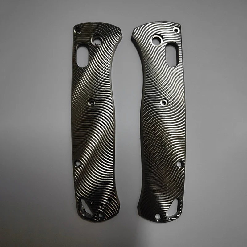 

Custom Titanium Made Electrocardiographic Stira Knife Grip Handle Scales For Genuine Benchmade Bugout 535 Knives DIY Make Parts