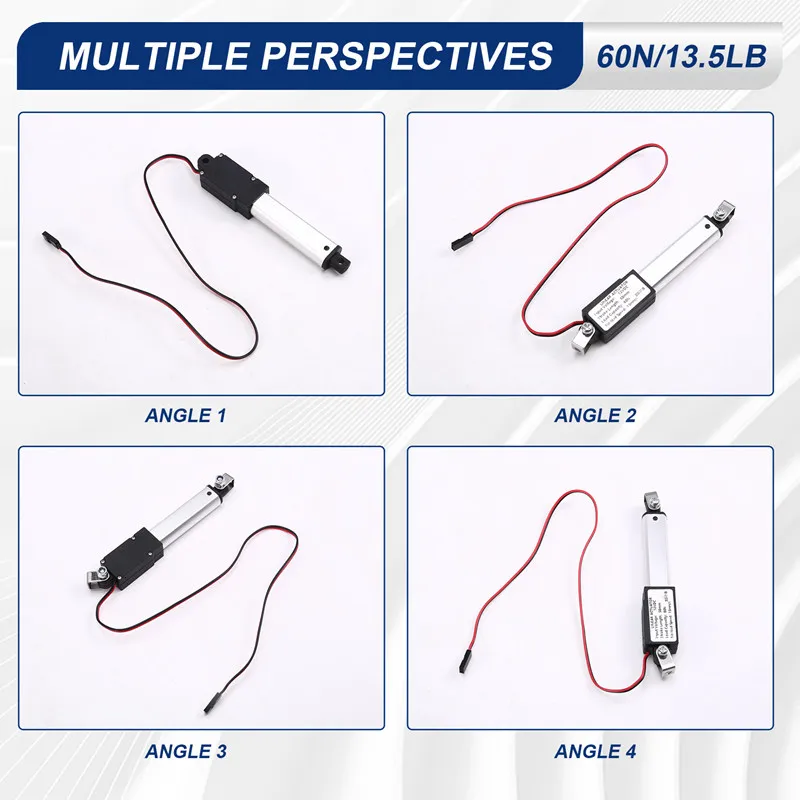 Микролинейный привод, ход 2 дюйма, 60 Н/13,5 фунтов, скорость 15 мм/с, мини-электрический водонепроницаемый привод, двигатель, линейный привод 12 В