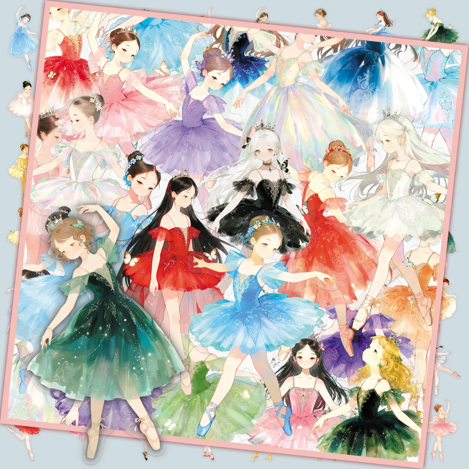 

50PCS Transparent Ballerina Girl Cartoon Cute Graffiti Sticker Waterproof Decal Toy Creative DIY Stationery Box Water Cup