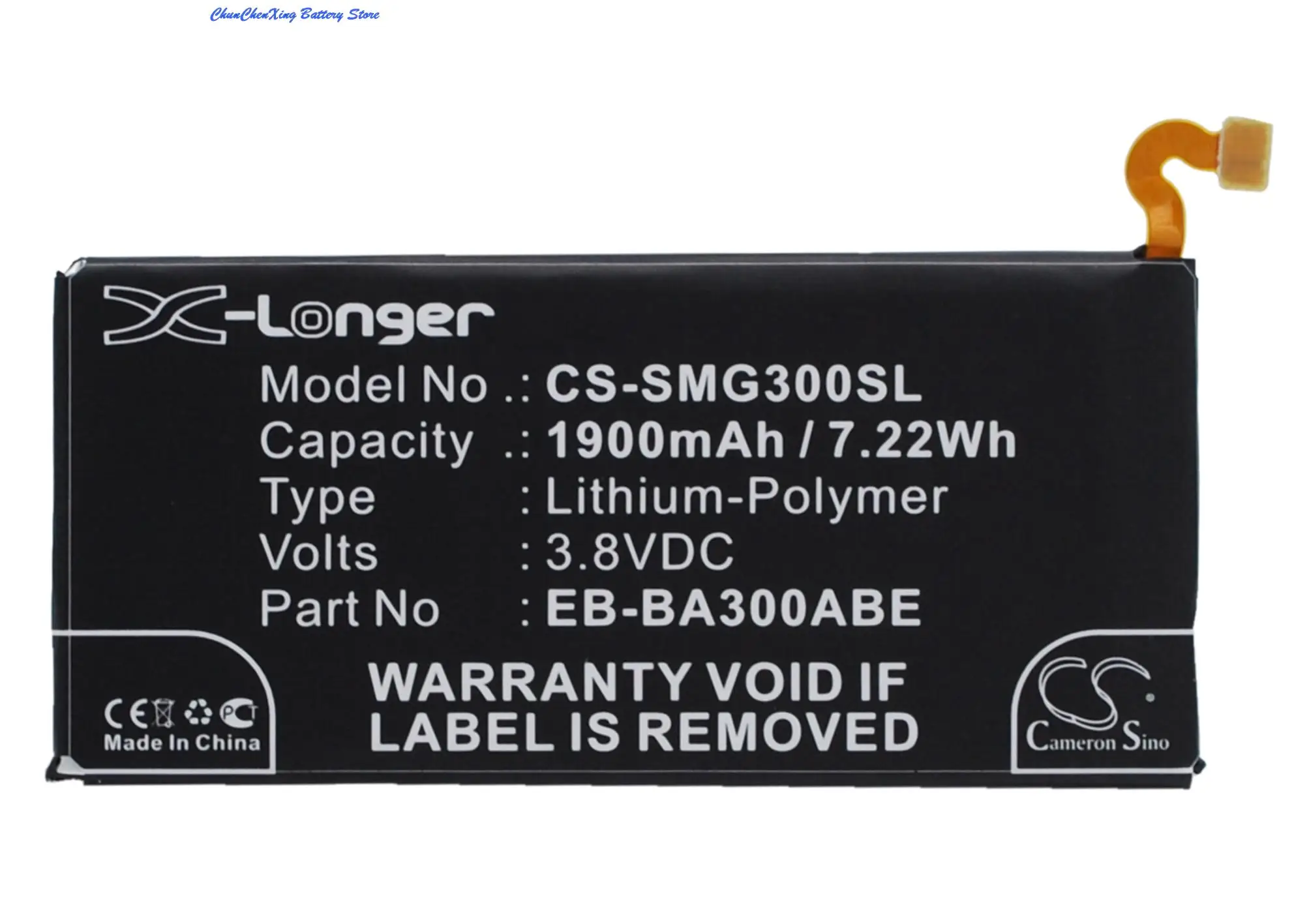 Cameron Sino 1900mAh Battery EB-BA300ABE for Samsung Galaxy A3,SM-A3000,SM-A3009, A300F,SM-A300FU,SM-A300G, SM-A300H/DS,SM-A300M