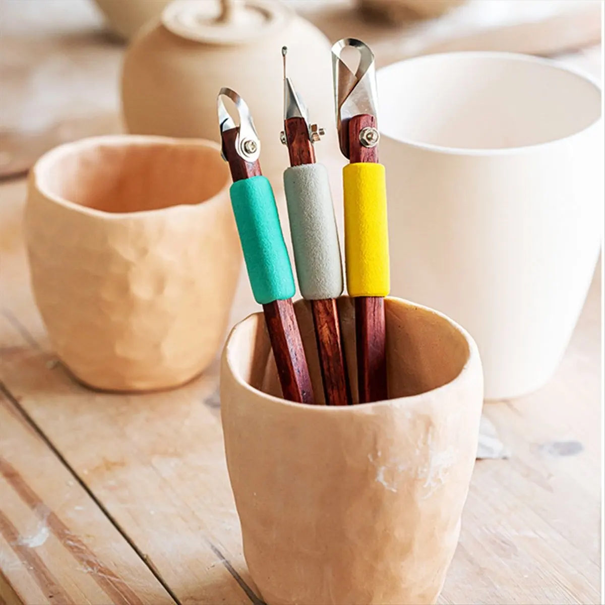 *A* Pottery Carving Red Rosewood Handle Ring Single-Head DIY Ceramic Texture Scraping Texture Carving Tool B