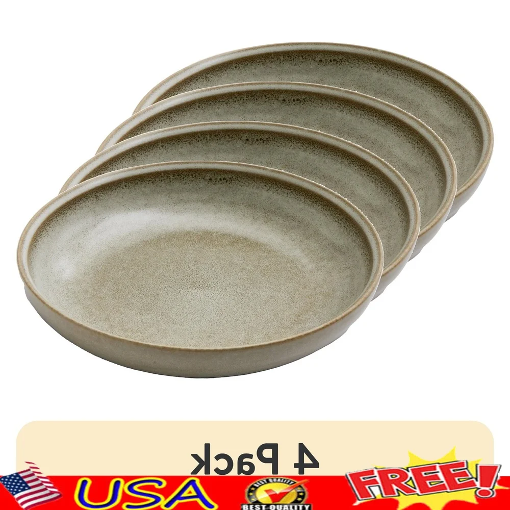 4 عبوات من أوعية العشاء المصنوعة من الخزف الحجري مقاس 8.9 بوصة، متينة لغسالة الأطباق والميكروويف، آمنة شبه غير لامعة، لمسة نهائية فريدة من نوعها، طلاء تفاعلي مثالي