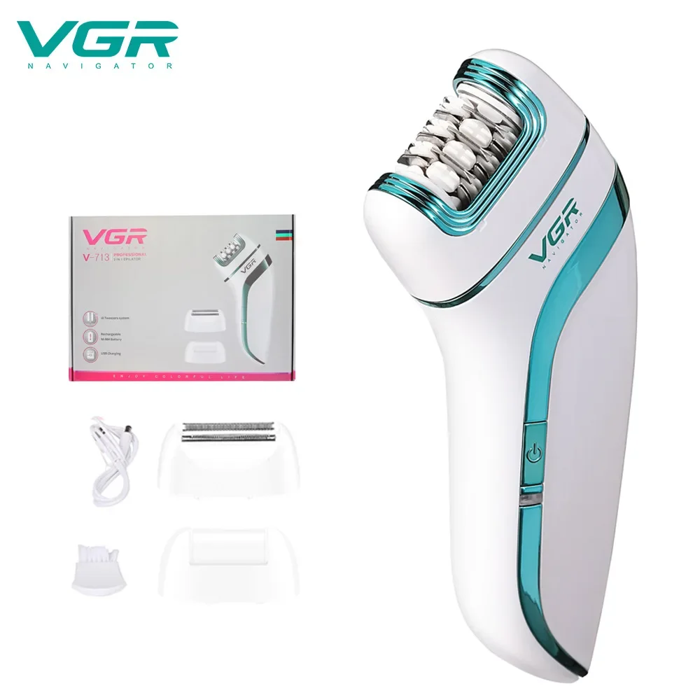 VGR Three-in-one Lady Shaver Usb Rechargeable Plucker Whole Body Washing Electric Hair Removal Device V-713 Dropshipping Slime