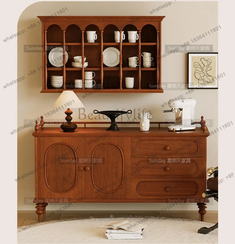 

Medieval style living room chest cabinet log retro entrance solid wood design dining side cabinet