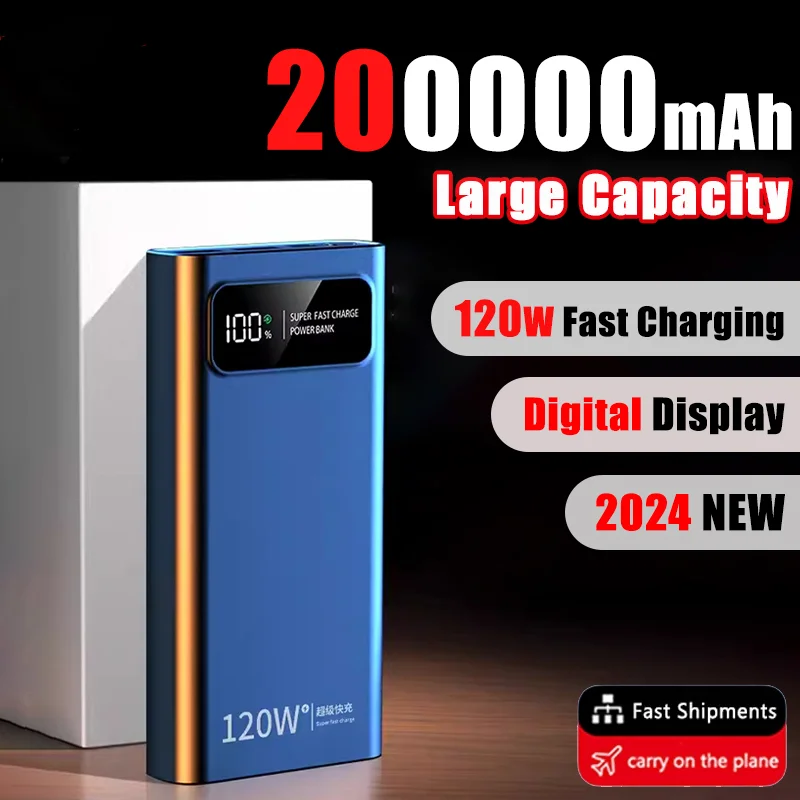 200000 Mah 120w power bank bateria de carregamento super rápido bateria externa de alta capacidade display digital para iphone samsung xiaomi