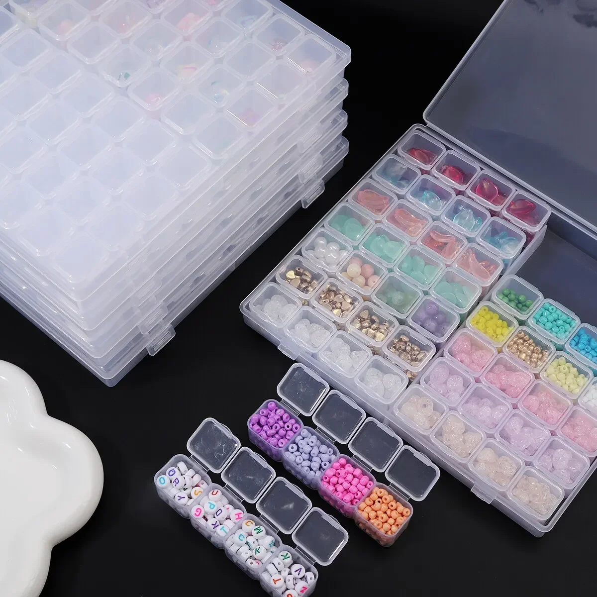 

5pc56 Регулируемый пластиковый ящик для хранения аксессуаров для ногтей Ящик для инструментов Съемный ящик Независимая сетка Ящик для хранения небольших аксессуаров