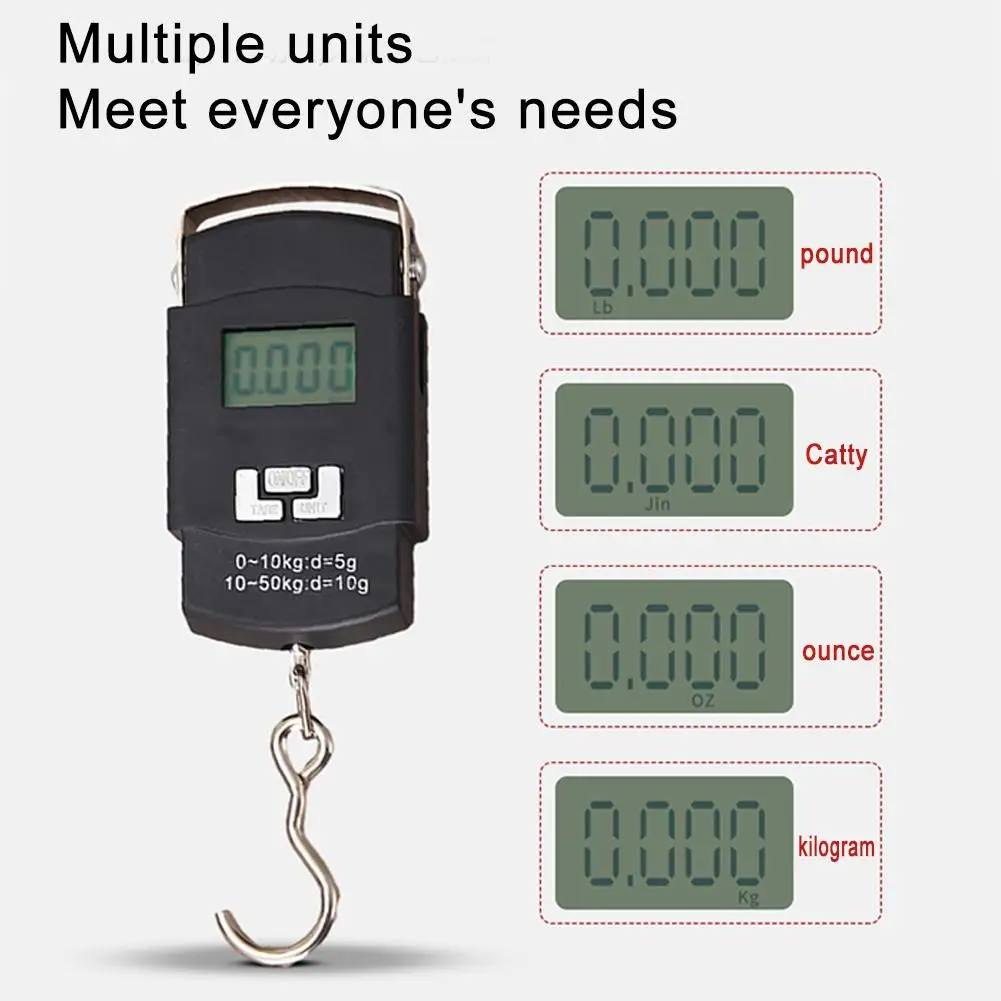 1PCS Portable 50kg Electronic Scale With Hook Fishing Scale LCD Digital Display Screen Mini Fishing Luggage Fishing Accessories