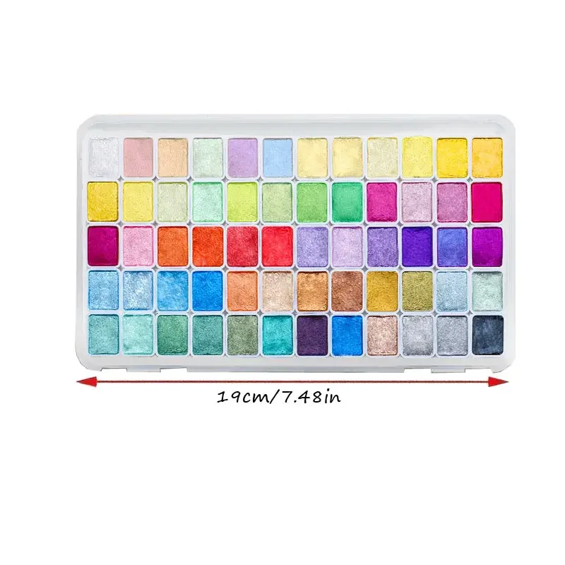 60-Color Metal Watercolor Painting Set, New Portable Box With Sparkling Pearl Solid Watercolor Painting, Art Supplies