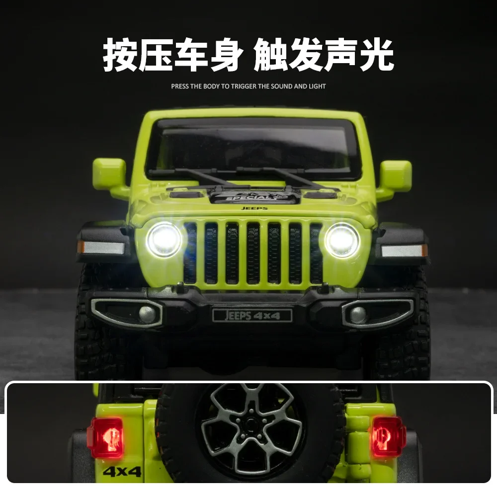 1:32 Jeep Wrangler Off-Road Auto Gelegeerd Model Auto Speelgoed Gietwerk Metaal Geluid En Licht Auto Speelgoed Voor Kinderen Auto A905