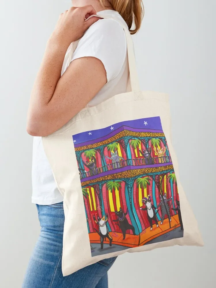 Mardi Gras Cats Tote Bag sacs fourre-tout en toile grands sacs pour femmes