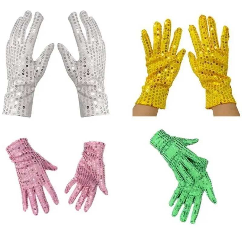 652F Short Gloves Sequined Gloves Stage Performances Gloves Party Gloves Women Formal Event Ceremonial Costume Hand Gloves
