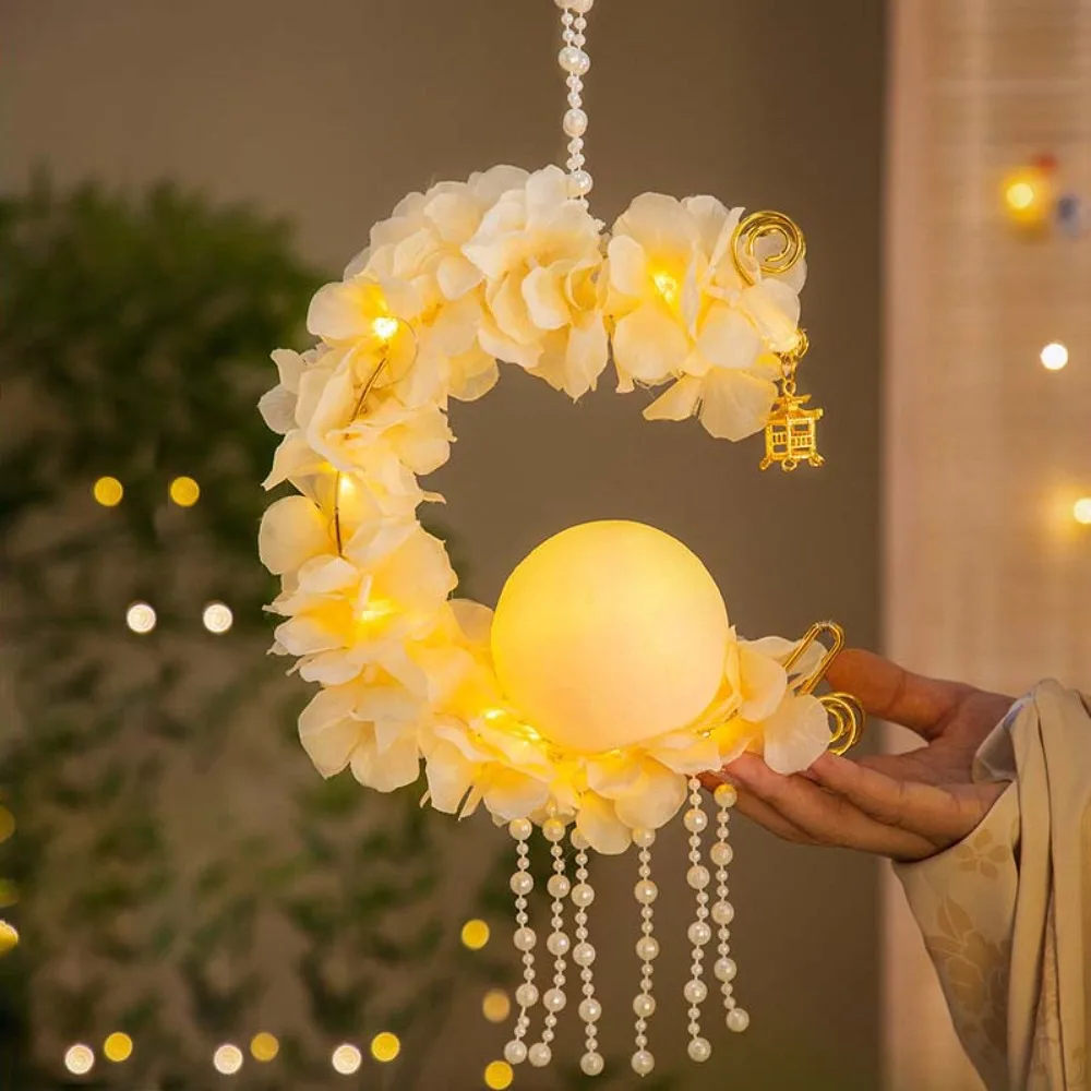 

DIY Material Bag Children's Rabbit Lantern Moon Chinese Style Lotus Flower Lanterns Handheld Circular Mid-Autumn Festival Lamp