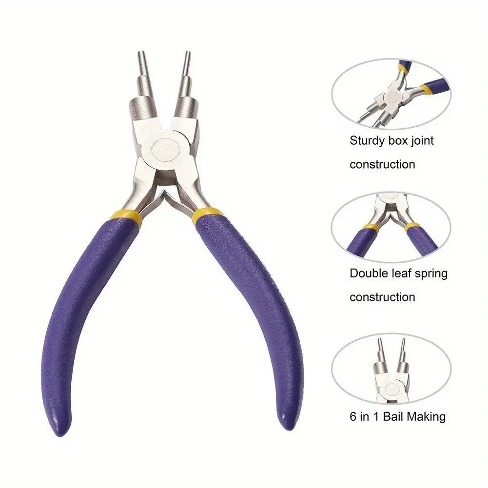 Anti-rust Six-section Jewelry Pliers, 6-in-1 Jewelry Pliers, Jewelry Handmade Pliers, Round Hand-wound Modeling Pliers