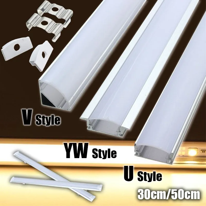 

2/8Set 30/50cm U/V/YW-Style Shaped LED Bar Lights Aluminum Channel Holder Milk Cover End Up Lighting LED Strip Light Parts