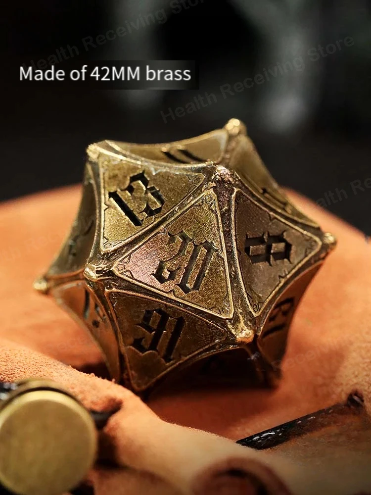 Large D20 Gate Brass Dice Twenty-Sided Board Game Running Group Metal Color Support Size Customization