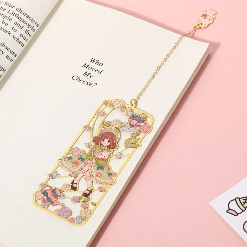 Creative Chinese Style Cartoon Bookclip Tassel Cartoon Cartoon Brass Bookmark Brass Metal Chinese Style Pagination Mark Student
