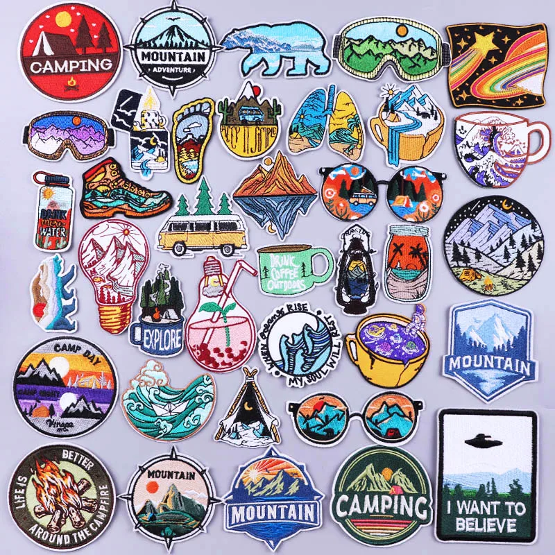 Outdoor Iron On Patches For Clothes Camp Embroidered Patches For Clothing Thermoadhesive Patches On Clothes Stripe Sew On Patch