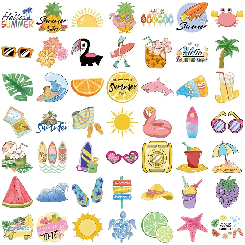 10/30/50PCS Rosa Felice Estate PVC Adesivo Appiccicoso Estetica Decorazione FAI DA TE Scrapbooking Materiale Scolastico Per Bambini