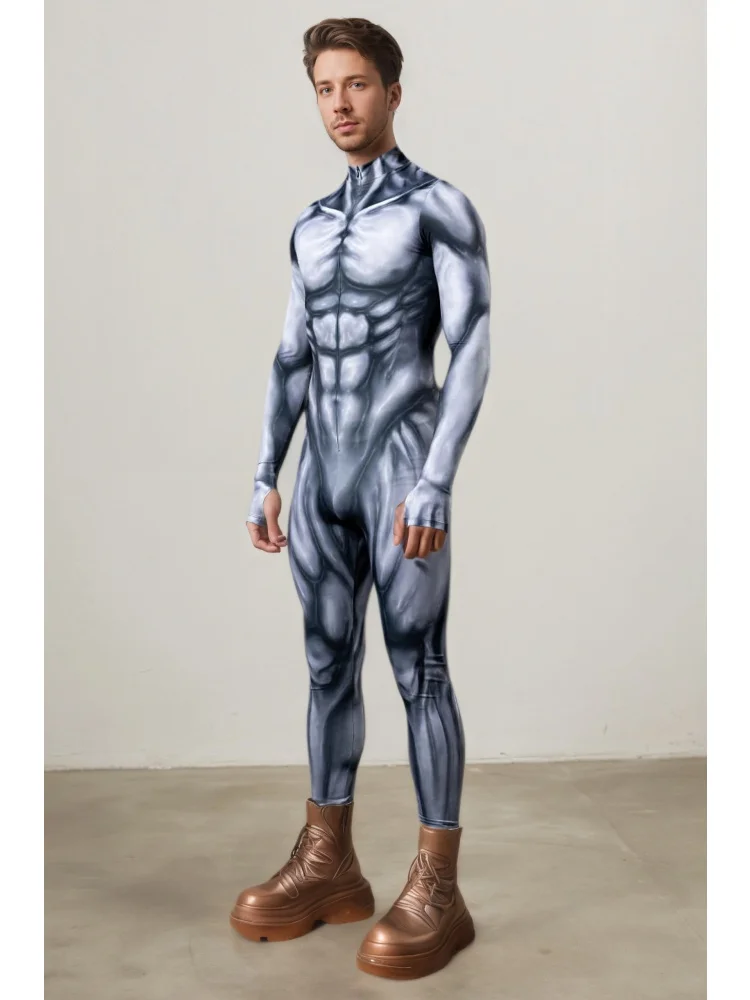 Realistischer Muskel-Bodysuit für Männer und Frauen, dehnbarer Kostüm für Paare, Halloween-Cosplay, Party-Auftritt, Aerial-Yoga-Anzug – Detail 3