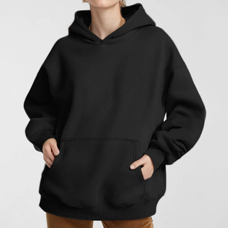 Women Hoodies Pullover Hooded Sweat Shirts Solid Color Jogger Long Sleeve Black Jogging Men Sweatshirt Sport Top Winter Clothing