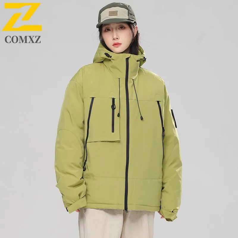 COMXZ New Couple Cotton Coat Hooded Outdoor Mountaineering Lightweight Warm Parka Fishing Triple Proof Autumn Winter Garment