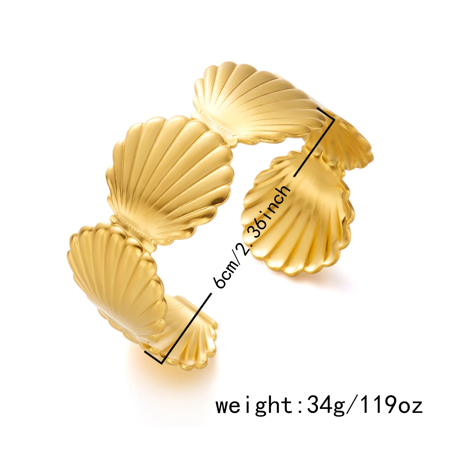 Vintage Korallenfarbene Edelstahl-Armreifen für Frauen, Seestern-Muschel-Fisch-Motiv, breiter Manschettenarmreif, Bohemian-Sommer-Handgelenkschmuck – Detail 20