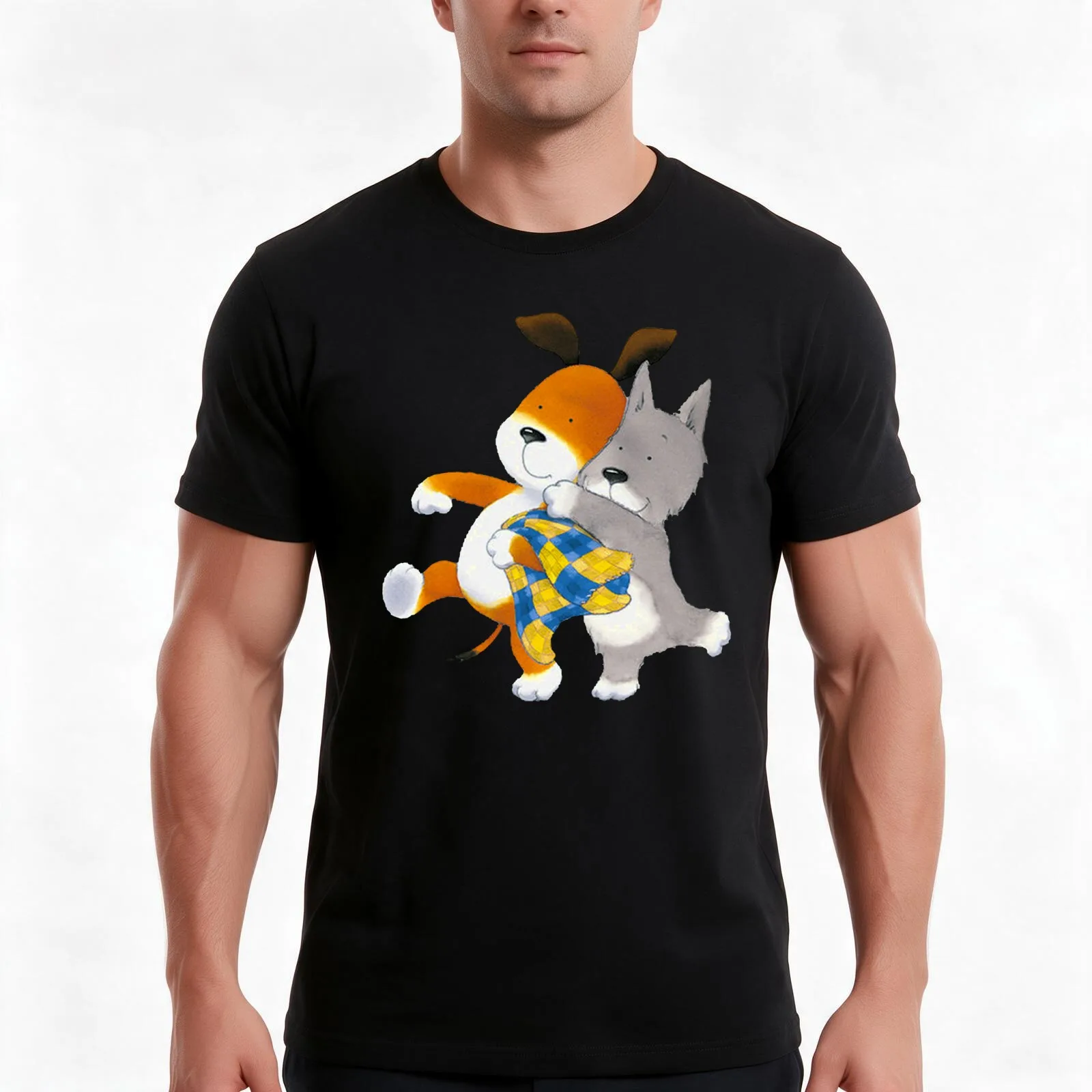 Kipper the dog and tiger T-Shirt Summer Casual Cotton Tee Oversized Streetwear Tops Vintage Graphic Print Unisex Men Women