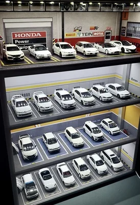 1:64 Scene Two-Storey 3Layers Garage Underground Parking Lot Car Model Light Display Cabinet  Box