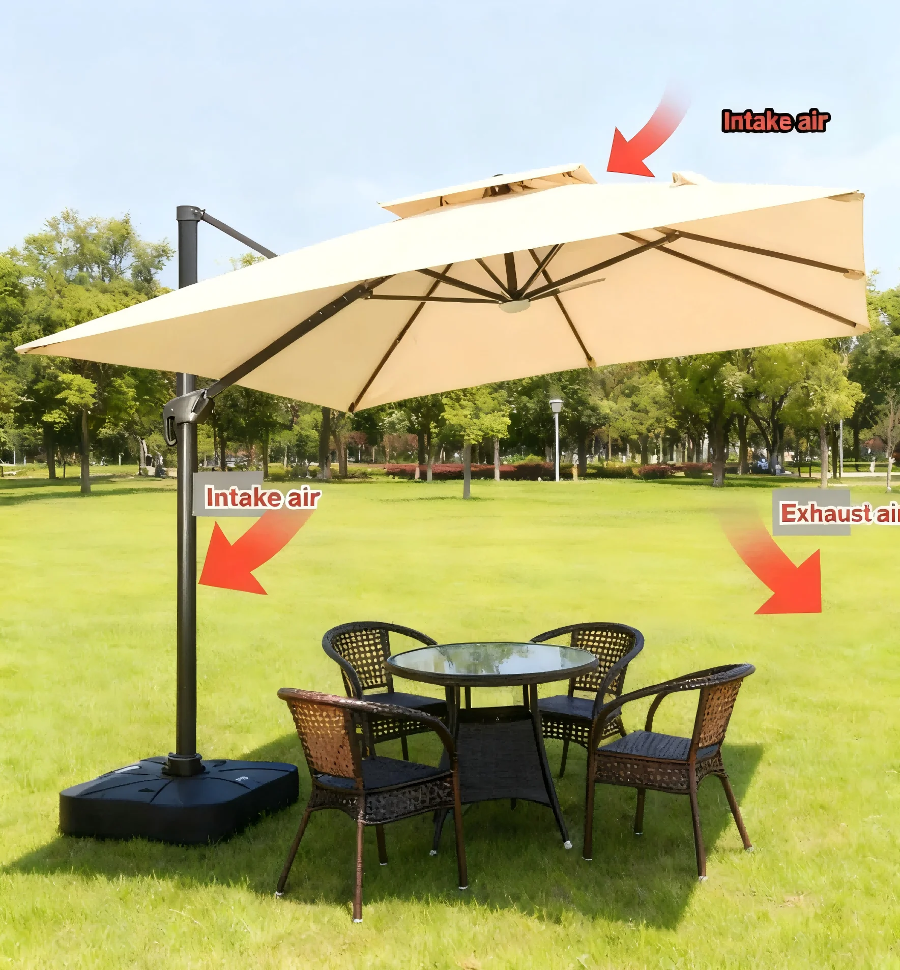 

Коммерческий полуавтоматический классический зонт-парасоль из алюминиевого сплава для улицы, консольный, с центральной стойкой, складной, полузонтический