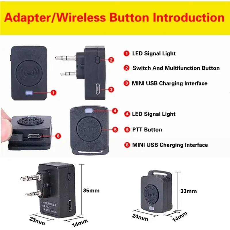 [NEW!】 For Baofeng 888S UV5R, 1PC Walkie Talkie Wireless Headset Bluetooth Replacement Earpiece Headphone Two-Way Radio