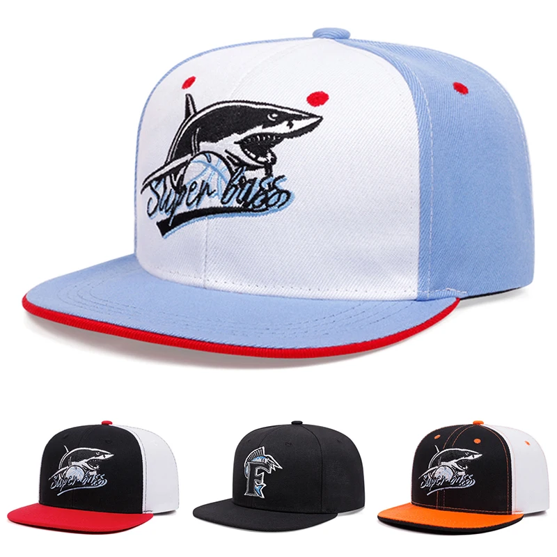 Gorra de Béisbol Personalizada Creativa 2026, Gorra Hip Hop con Bordado de Tiburón, Gorra de Skateboarding Urbana, Gorra de Borde Plano para Protección Solar Diaria