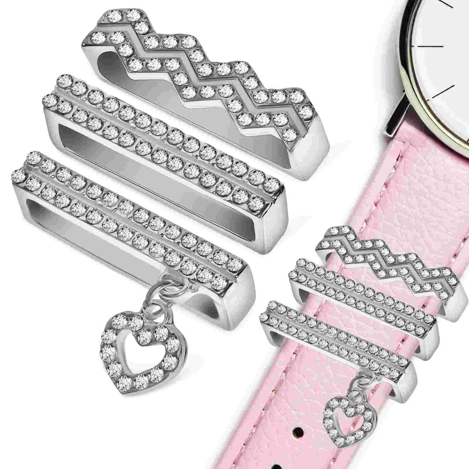 3 Pcs Love Pendant Strap Ring Watch Band Charms Ornament Bling Decor Zinc Alloy Decoration Watchband For Women Travel Bands