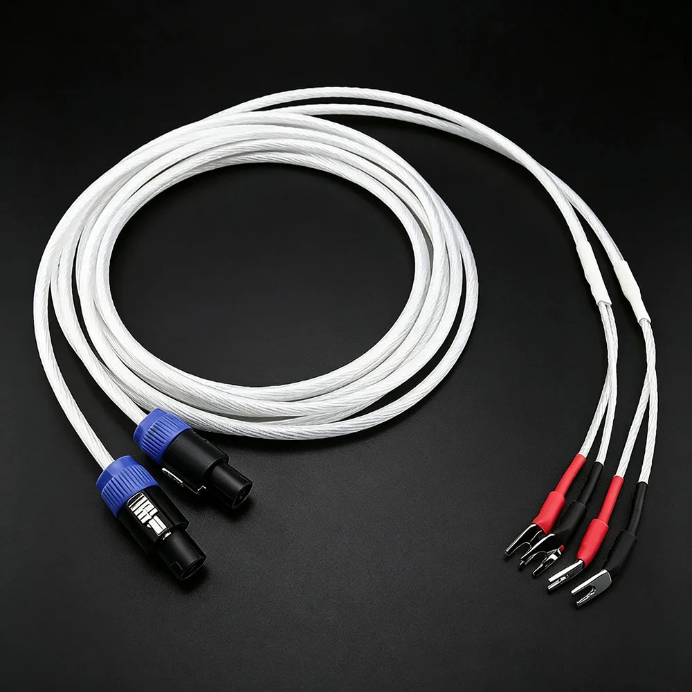 Pair Of HIFI Audiocrast Silver-Plated spoken to Y Spade Cable for REL/MJ Acoustics